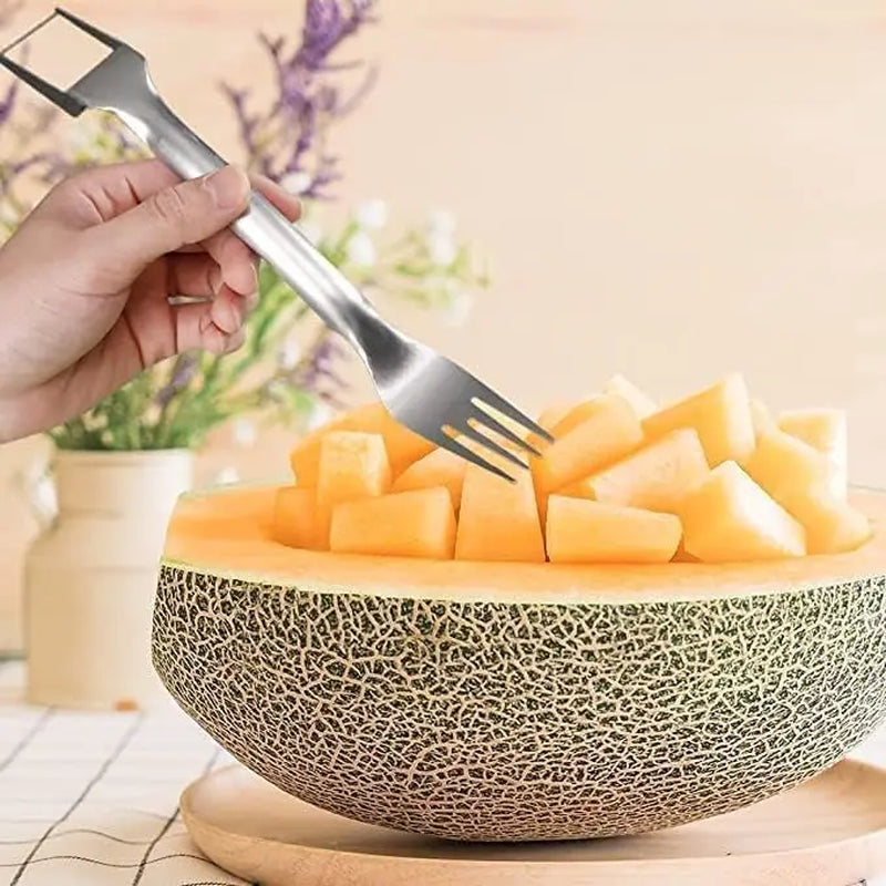 3 Count 2-In-1 Watermelon Fork Slicer Fruit Cutter, Stainless Steel Watermelon Cutter Artifact, Watermelon Cutter Slicer Tool Fruit Forks Slicer Knife Kitchen Gadgets for Family Parties Camping