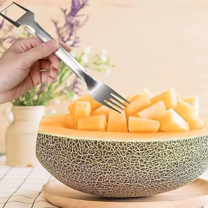 3 Count 2-In-1 Watermelon Fork Slicer Fruit Cutter, Stainless Steel Watermelon Cutter Artifact, Watermelon Cutter Slicer Tool Fruit Forks Slicer Knife Kitchen Gadgets for Family Parties Camping