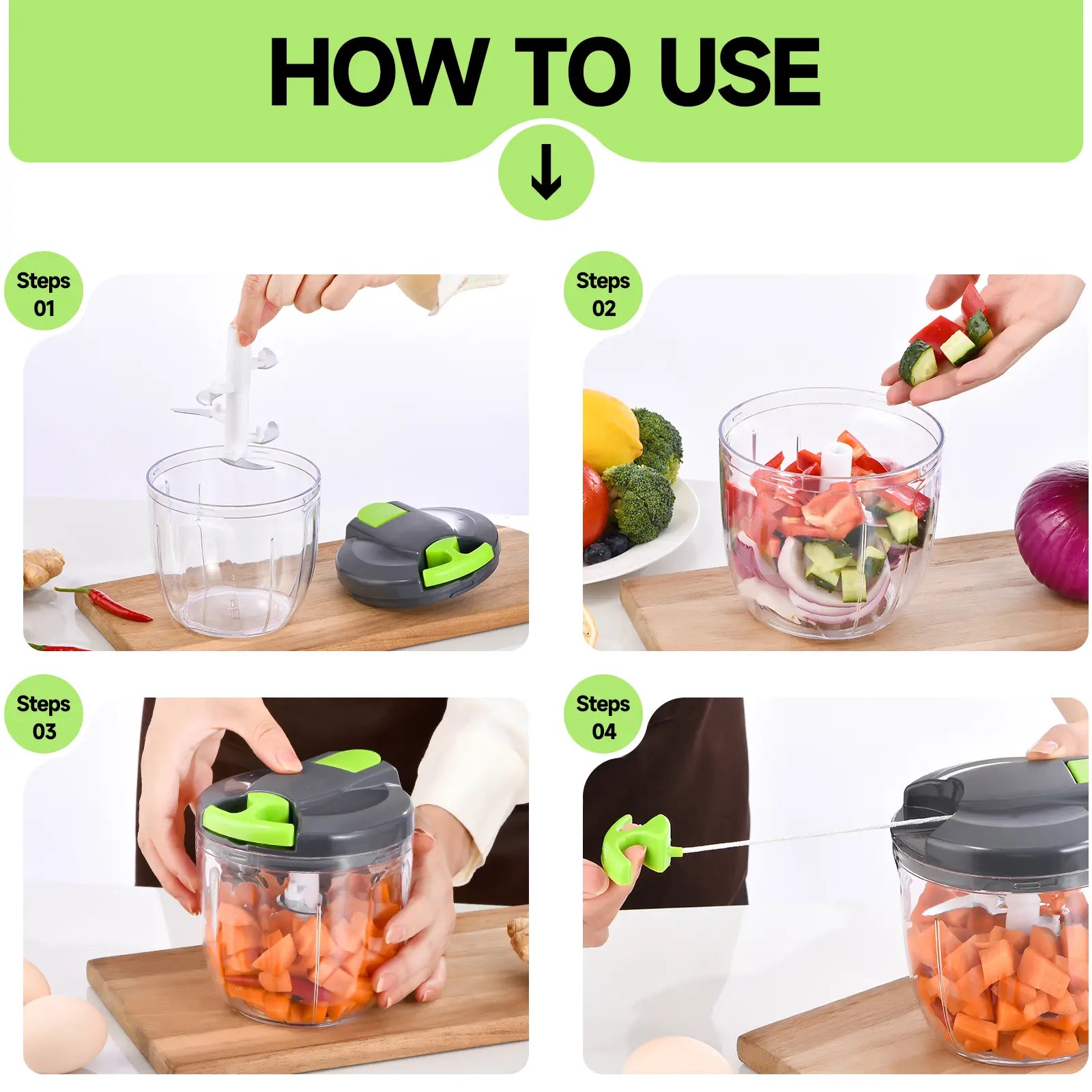 1 Count Manual Food Chopper, Vegetable Cutter, Kitchen Vegetable Chopper, Portable Hand Pull String Garlic Mincer Onion Cutter, Vegetable Chopper Tool, BPA Free Food Safe Material, for Veggies, Ginger, Fruits, Nuts, Herbs, Etc.
