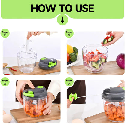 1 Count Manual Food Chopper, Vegetable Cutter, Kitchen Vegetable Chopper, Portable Hand Pull String Garlic Mincer Onion Cutter, Vegetable Chopper Tool, BPA Free Food Safe Material, for Veggies, Ginger, Fruits, Nuts, Herbs, Etc.