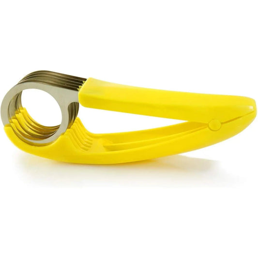 Yellow ABS & Stainless Steel Blade Banana Slicer Kitchen Gadget - Durable, Dishwasher Safe Utensil for Salad Prep