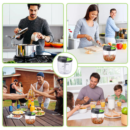 1 Count Manual Food Chopper, Vegetable Cutter, Kitchen Vegetable Chopper, Portable Hand Pull String Garlic Mincer Onion Cutter, Vegetable Chopper Tool, BPA Free Food Safe Material, for Veggies, Ginger, Fruits, Nuts, Herbs, Etc.
