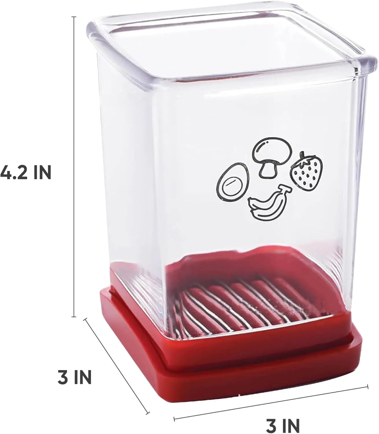 Fruit Slicer Cup for Strawberry, Banana, Hard-Boiled Egg - Detachable Cutter with Push Plate - Rapid & Safe Slicing Kitchen Gadget for Quick Meal Prep