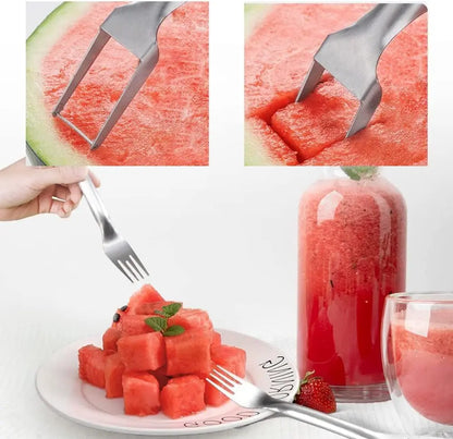 3 Count 2-In-1 Watermelon Fork Slicer Fruit Cutter, Stainless Steel Watermelon Cutter Artifact, Watermelon Cutter Slicer Tool Fruit Forks Slicer Knife Kitchen Gadgets for Family Parties Camping