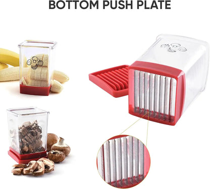 Fruit Slicer Cup for Strawberry, Banana, Hard-Boiled Egg - Detachable Cutter with Push Plate - Rapid & Safe Slicing Kitchen Gadget for Quick Meal Prep