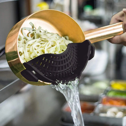 Strainer Silicone for All Pots and Pans, Pasta Strainer Clip on Food Strainer for Meat Vegetables Fruit Silicone Kitchen Colander